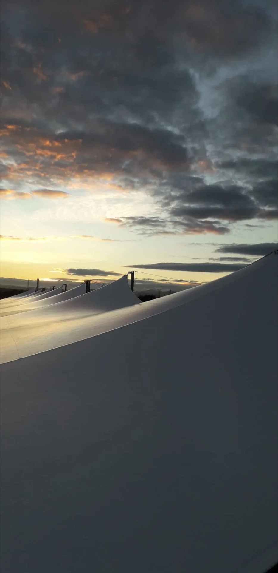 Cubierta orgánica de membrana ondulada al atardecer