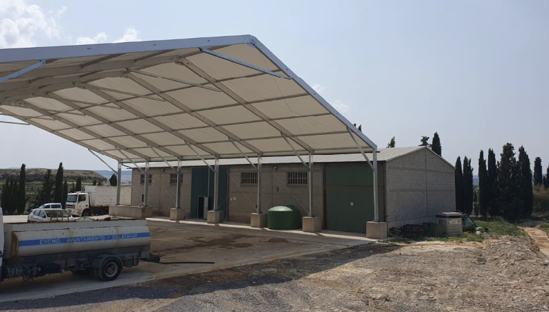 Carpas industriales para plantas de tratamiento de residuos