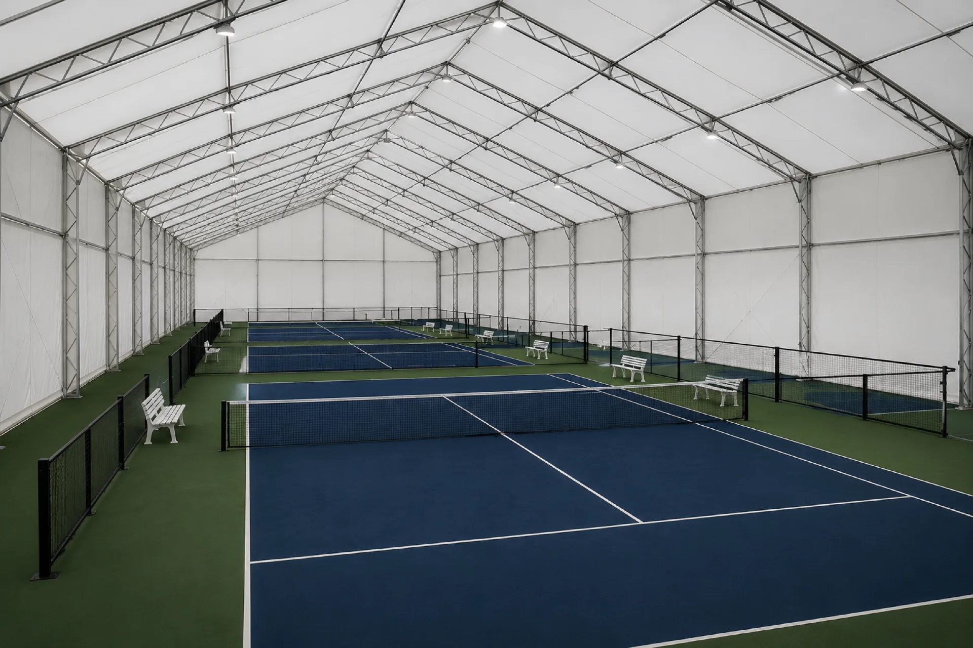 Pistas de tenis cubiertas con estructura desmontable de gran luz
