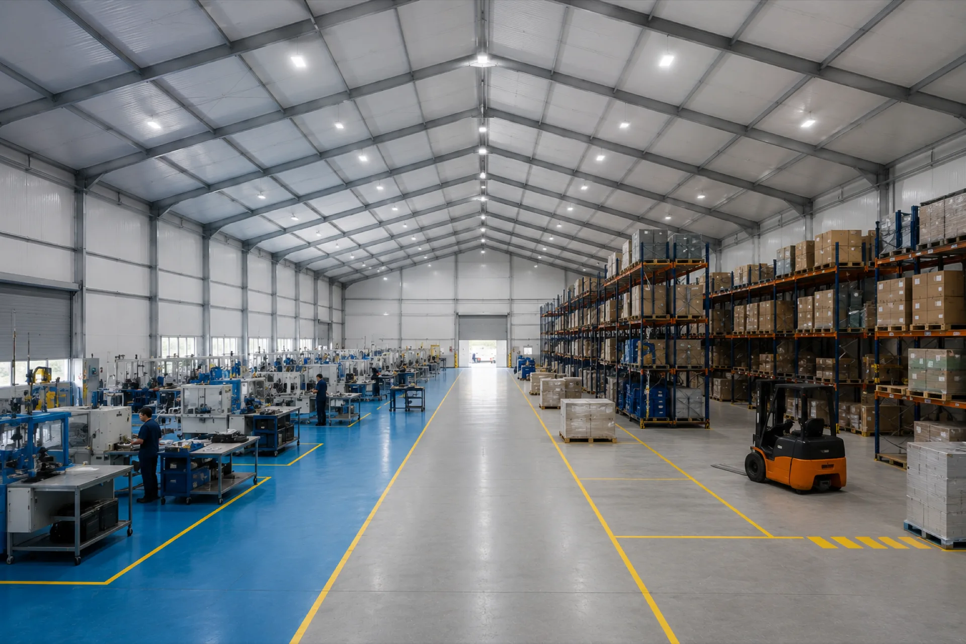 Nave mixta con zona de producción y almacenaje con racking