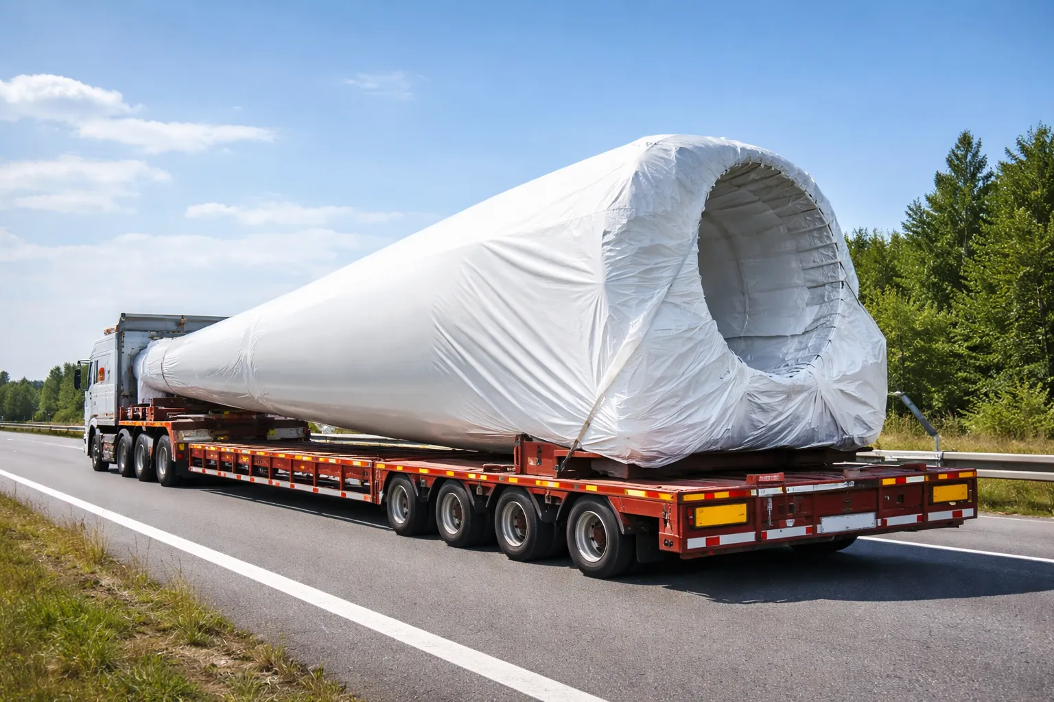 Protección textil para transporte de componente eólico