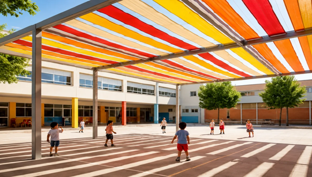 VELKORA en patio escolar con niños